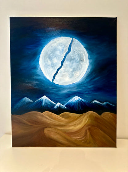 Shak Al Qamar - The Splitting Of The Moon - Original Signed Oil Painting